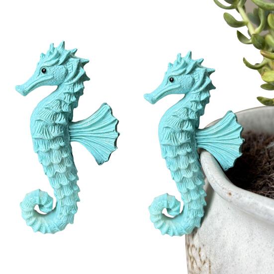 Seahorse Figurine Plant Pot Hanger Resin Seahorse Flower Pot Hugger Seahorse Statue for Planters Fish Tank Fence Edge Decoration