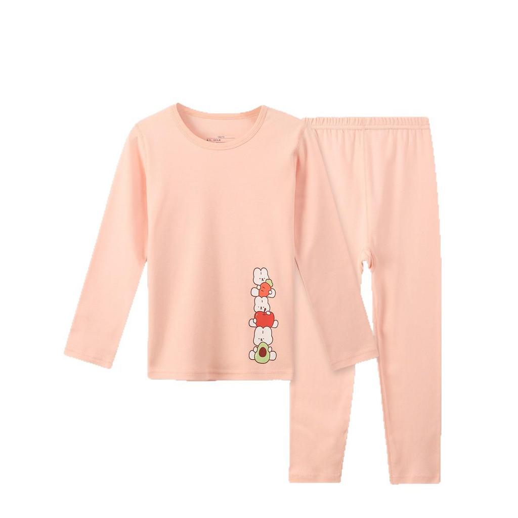 A-Class Combed Cotton Girls' Long Sleeve Pajama Set - Autumn/Winter Warm, Cute Design