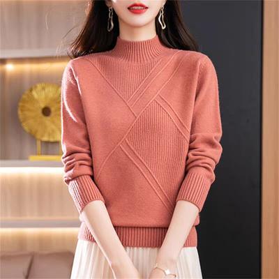 Herbst und Winter Halbochgeschlossener Pullover Kurz Mode Locker Dick Gestrickter Pullover Basic