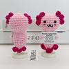 Positive Crochet Animal Axolotl Doll With Card Home Room Decor Handmade Emotional Support Wool Plush Axolotl Desktop Ornament