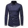 Spring Autumn Men's Trend Embroidery Asymmetric Long Sleeve Shirt Western Cowboy Shirt
