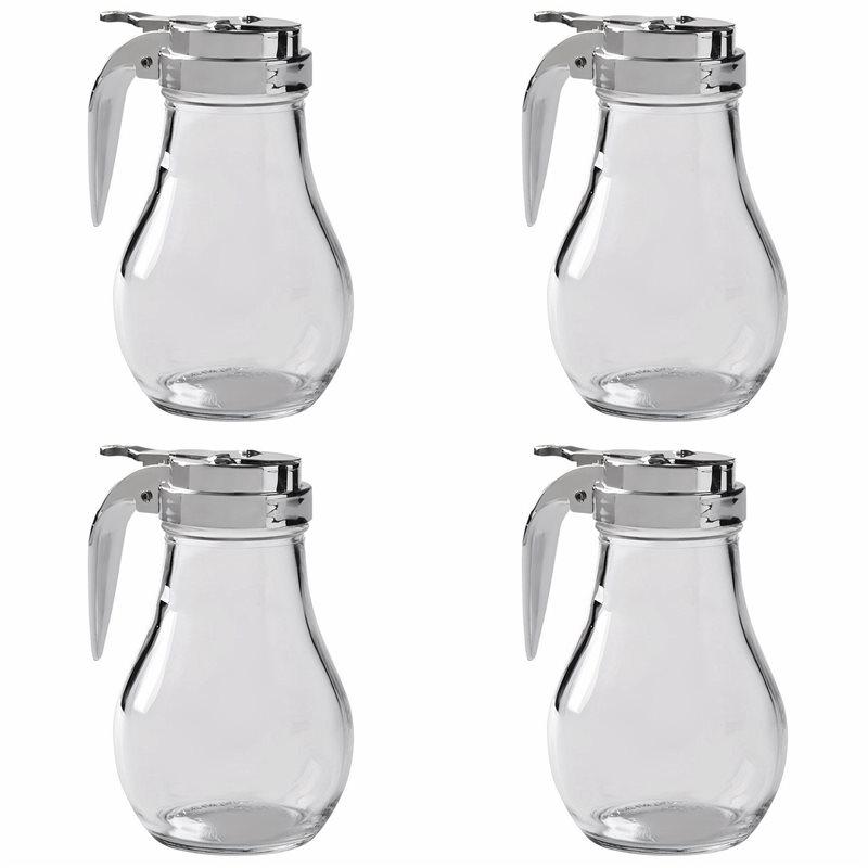 A25F-4X Syrup Dispenser, No Drip Glass Syrup Bottle For Maple Syrup, Honey Dispenser, Dishwasher Safe Glass Syrup Container