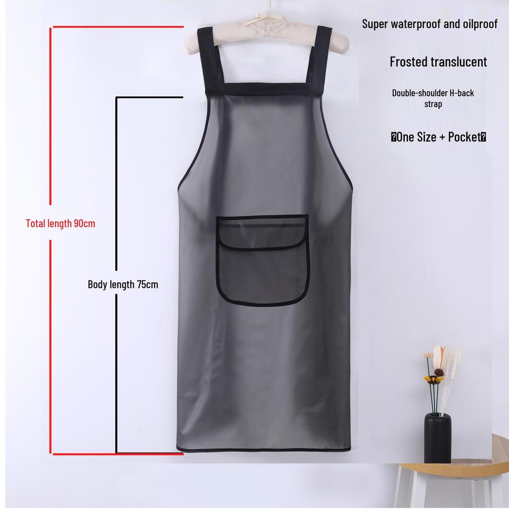 Waterproof Oil-Proof Semi-Transparent TPU Cooking Apron for Adults - Soft Leather, Hand Wiping, and Extended Coverage for Dishwashing.