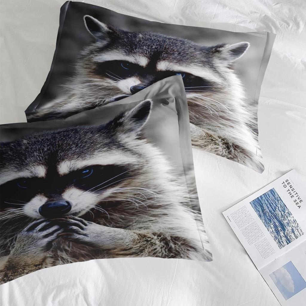 Dolphin Bedding Set 3D Animal Raccoon Duvet Cover Set Soft Single Double King Size For Kids Adult Birthday Gift Bedclothes Decor