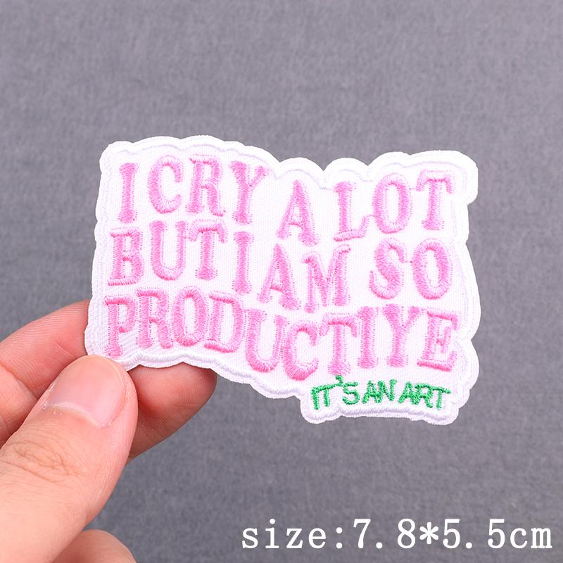 Letters Slogan Embroidery Patch Iron On Embroidery Patches For Clothing Thermoadhesive Patches On Clothes Book Lover Patch Decor