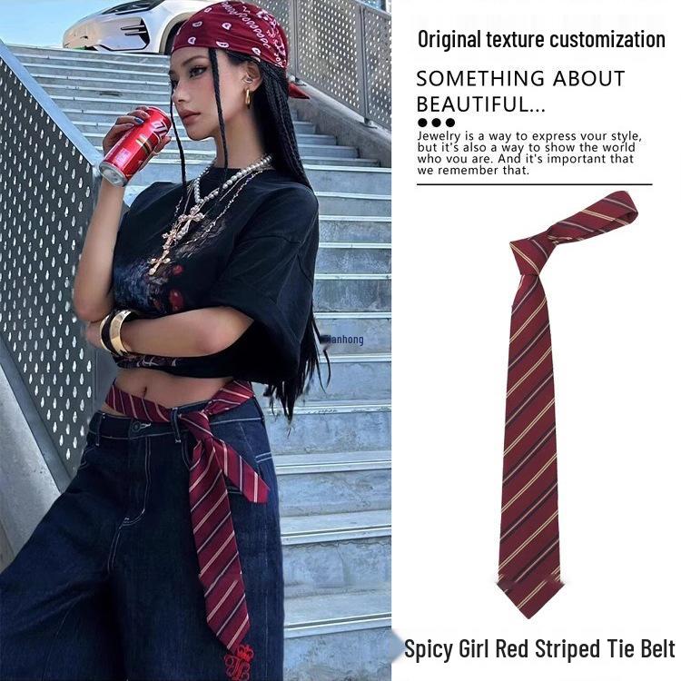 

Ретро Американский Красный Полосатый Пояс-Галстук: Женский модный поясной аксессуар Brown Shield Tie