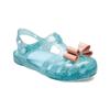 Crocs Isabella Bow Velcro Simple Casual Shiny Hole Sandals Ice Blue Kids' Style