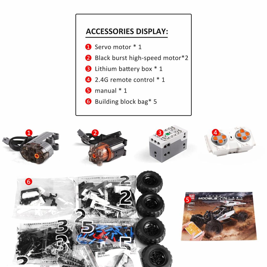 Mold King 18001 Technology Cross Country Racing Car Building Blocks Kit, 394 Pieces, with 3 Engines, Model Building Blocks Extreme Cross Country