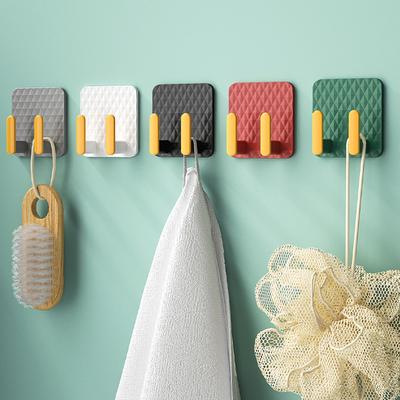 Luxury Double Hooks Gold No Drilling Wall Hanging Hook Self-Adhesive Towel Key Bag Holders Clothes Punch-Free Hanger Kitchen