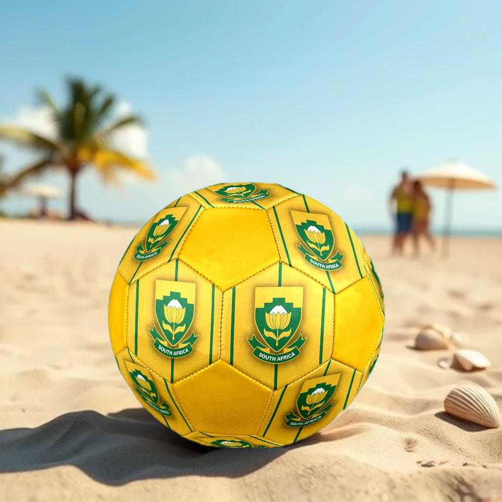 South Africa National Football Size 5 Soccer Ball, Machine-Stitched PVC, Durable & High Bounce, All Ages Fit, Fan Merchandise, Matches & Outdoor Use.