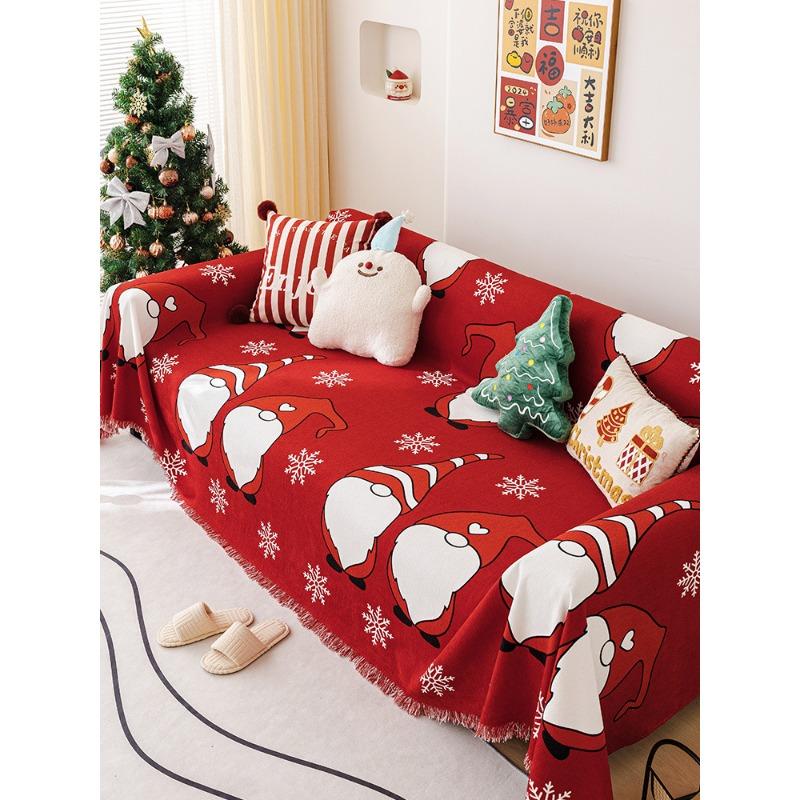 Red Sofa Towel Waterproof Non-Slip Christmas Atmosphere Sofa Cover Cloth All-Inclusive Universal Cover Cover