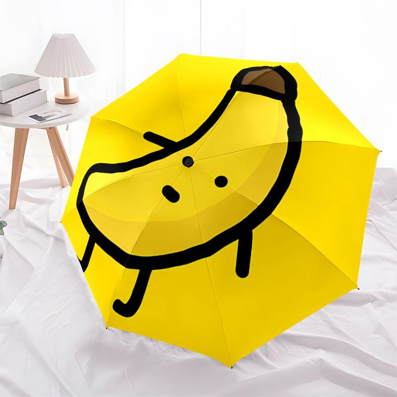 1pc Banana Character Automatic Open/Close Folding Umbrella - Compact 8-Rib Design, Daily Use, Perfect Gift for Friends & Family yy260327056