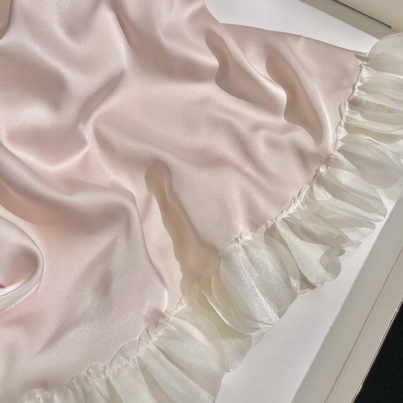 Women's Summer Ice Silk Sling Pajama Set with Chest Pad - Sexy Petal Vest & Shorts