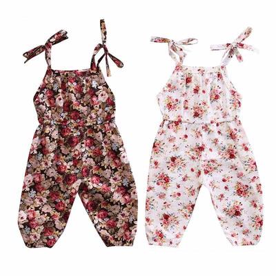 2019 Newborn Toddler Baby Girl Floral Romper Jumpsuit One-Pieces Summer Sleeveless Round Neck Cotton Costume Outfit Clothes
