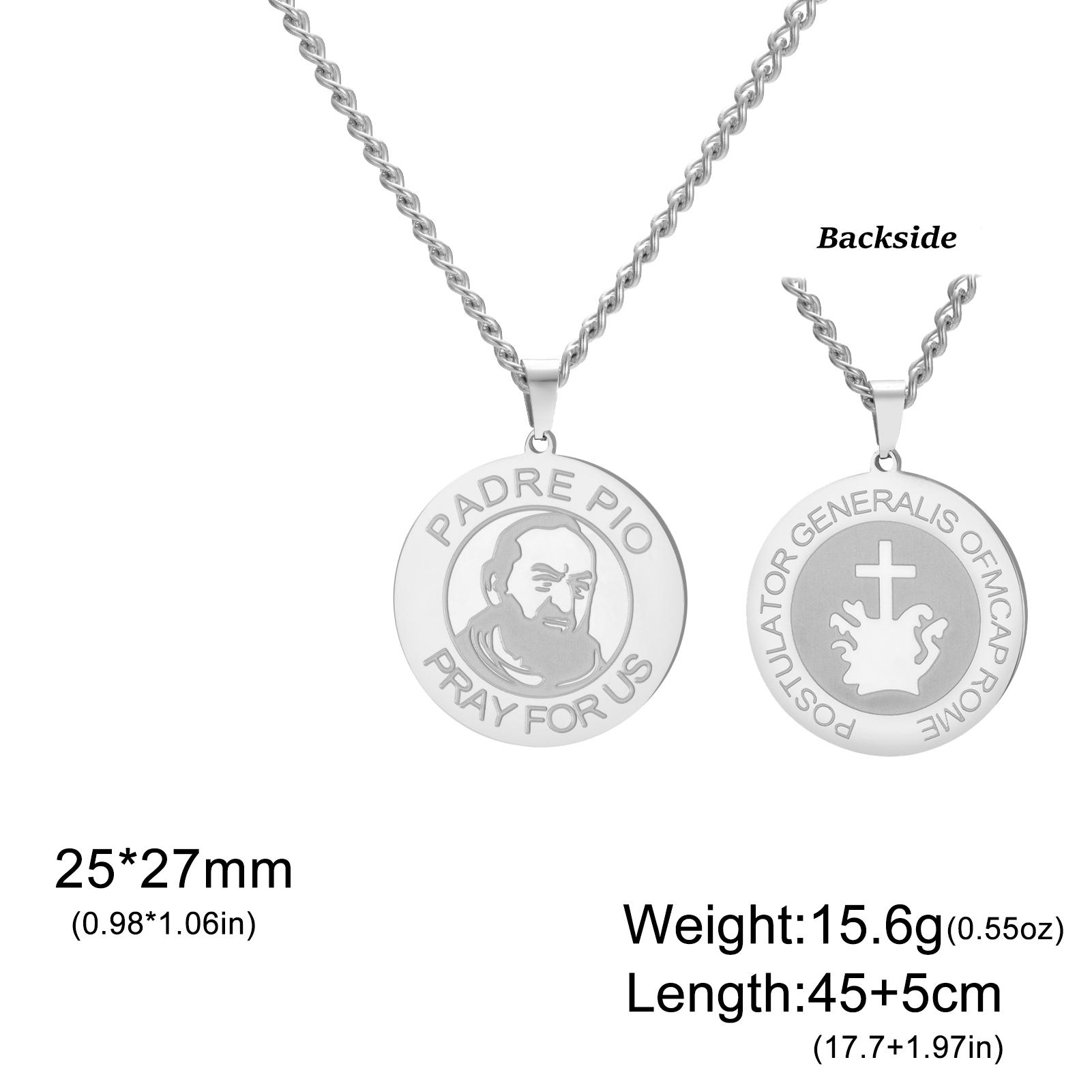 

Lucktune Saint Padre Pio Pendant Necklace Women s Stainless Steel Necklace Catholic Religious Amulet Jewelry Pray For Us Gifts 45-50cm