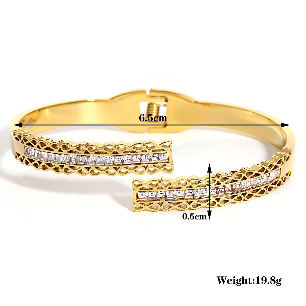 Greatera Trendy Gold Plated 316L Stainless Steel Bangles Bracelets for Women Delicate Cubic Zirconia Bracelet Party Jewelry