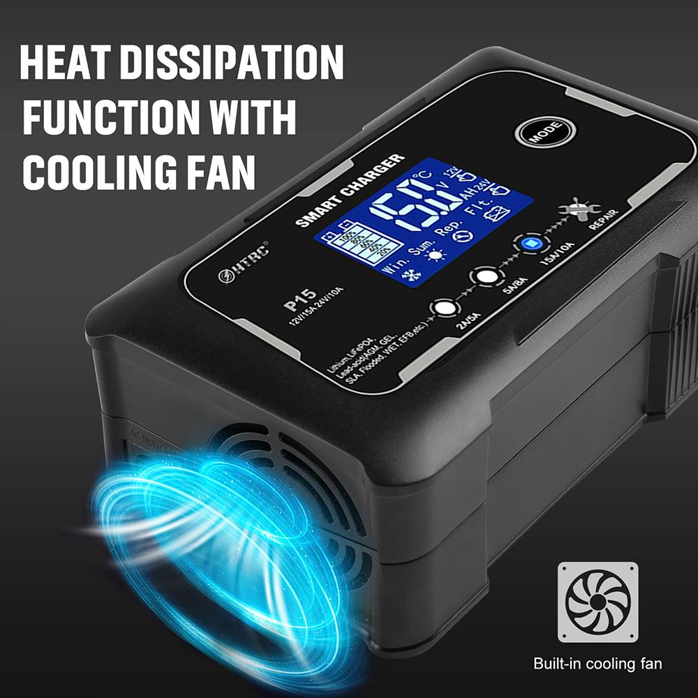 Putere Mare 240W 15A Afișaj LCD pentru Baterii Lifepo4 AGM Plumb-Acid Litiu Reparare Automată prin Impulsuri Încărcător Automat Inteligent pentru Baterii