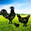 3Pcs Black Chicken Statue Handmade Metal Animal Ornaments Rooster Garden Sculpture  Micro Landscape