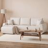 Sleeper Sofa with Reversible Chaise Longue, L-Shaped 3-Seater Sofa with Velour Cover, Cream White