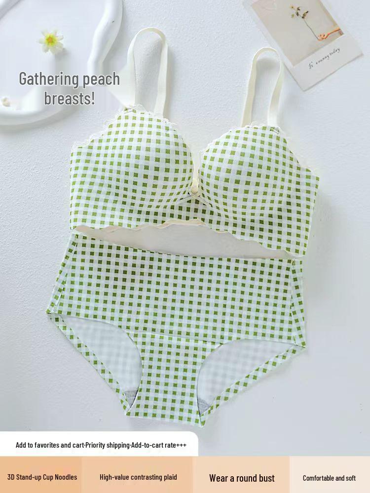 3D Push-Up karierte Unterwäsche: Vergrößert kleine Brüste, Dicke Cups für einen vollen, angehobenen und bequemen Look.
