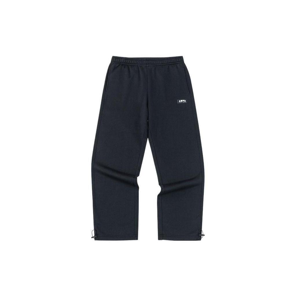 Anta Solid Color Logo Pattern Fleece Warm Sports Pants Unisex Bottoms Black 172248312-2