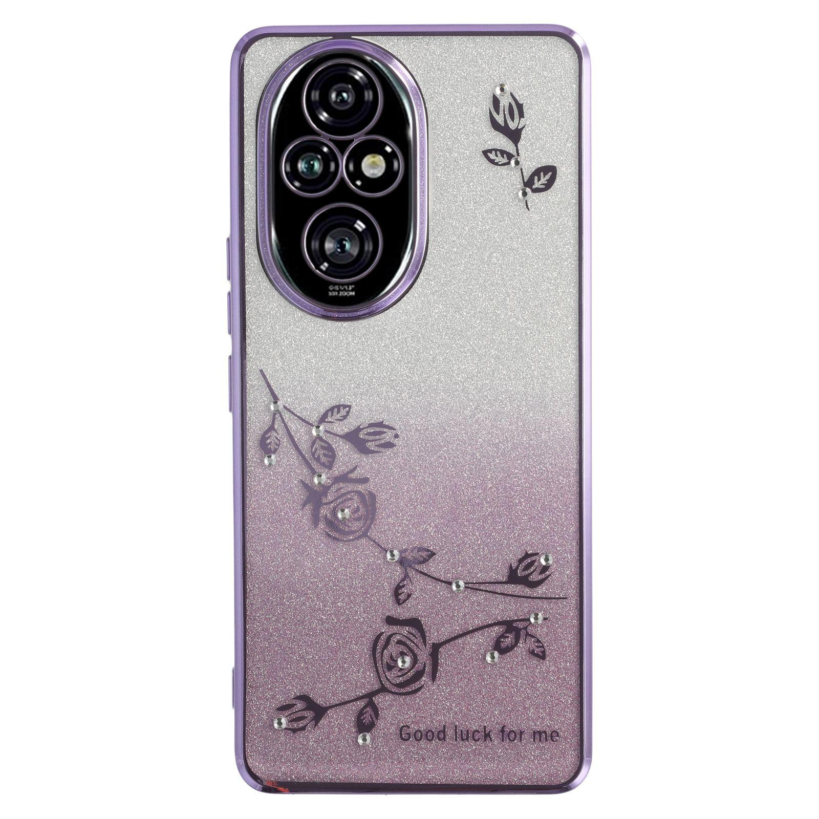 

For Honor 200 Pro 5G Case Flower TPU Flexible Gradient Phone Cover Purple