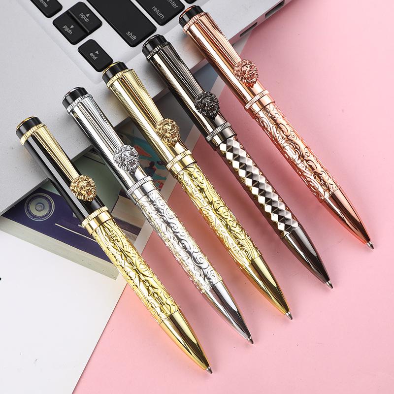 Luxury Metal Ballpoint Pen with Lion Pattern, 0.5mm Business Office Signature Pen, Smooth Writing