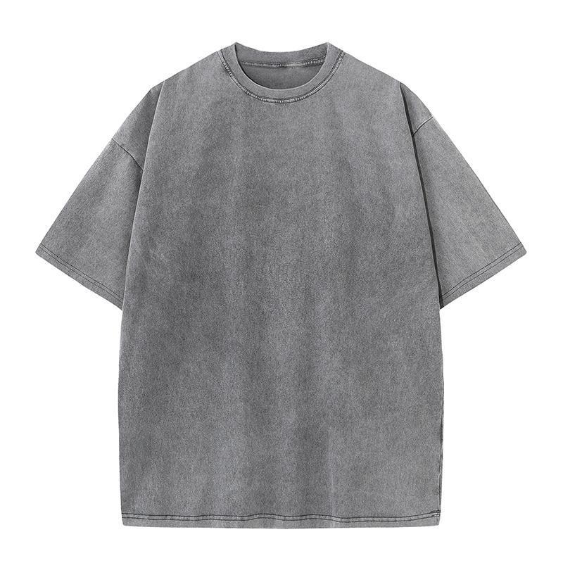 [230g Washed Oversized Distressed Drop Shoulder T-shirt] Cross-Border Trendy European & American Print.