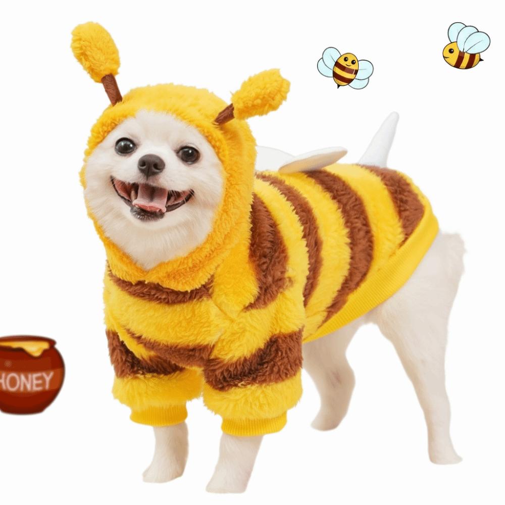 Pet Apparel PU Fleece Bee Pet Costume Four Legs Bee Style Puppy Coat Apparel Warm Funny Design Pet Jumpsuit Chihuahua Size