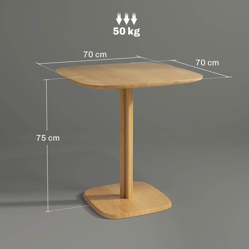 Dining Table, 70 X 70 Cm Kitchen Table for 4 People Made of Rubberwood for Kitchen, Dining Room, Natural