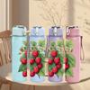 1PC Red Berry Fruit Branch Plant Print 750ml Color Plastic Sports Water Bottle Leakproof Flip Straw Lid Suitable for Sports Office Home Use