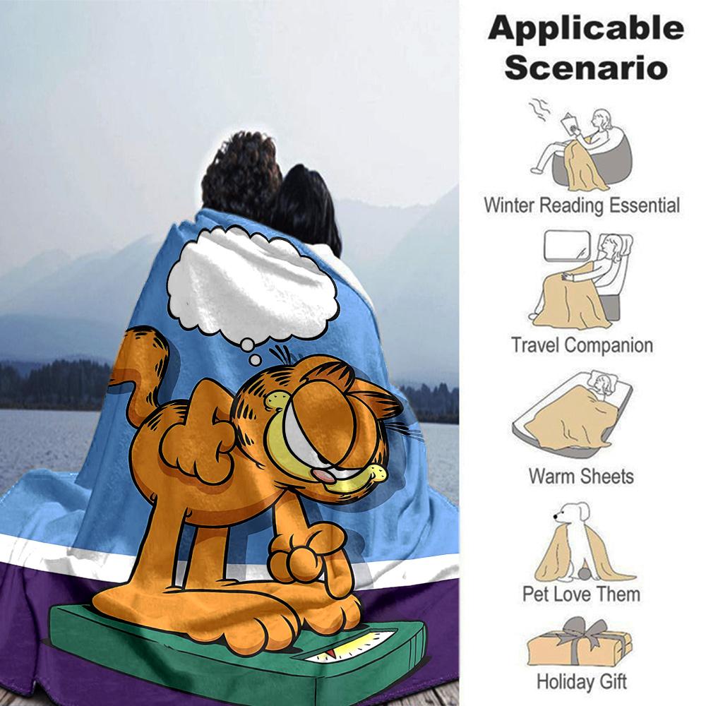Garfield Scale Flannel Blanket Super Soft Warm Cozy Blanket For Sofa Bed Office Travel Allseason Home Decor Gift