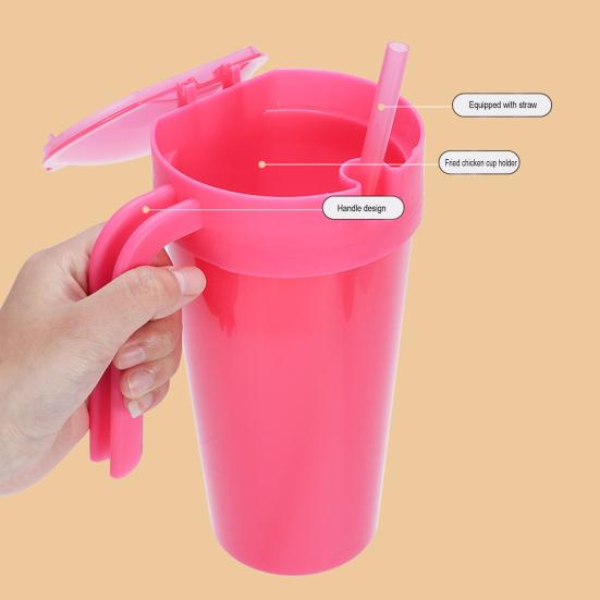 Kids Snack And Drink Cup Combo Leak-Proof 2-in-1 Popcorn Holder with Handle Portable Stadium Tumbler for Travel Home Movies