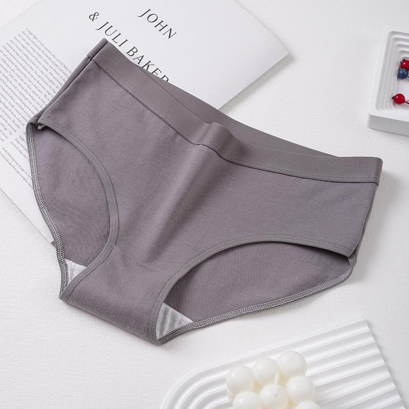 Women's Pure Cotton Underwear Mid Waist Briefs Breathable Hip Hugging Triangle Panties