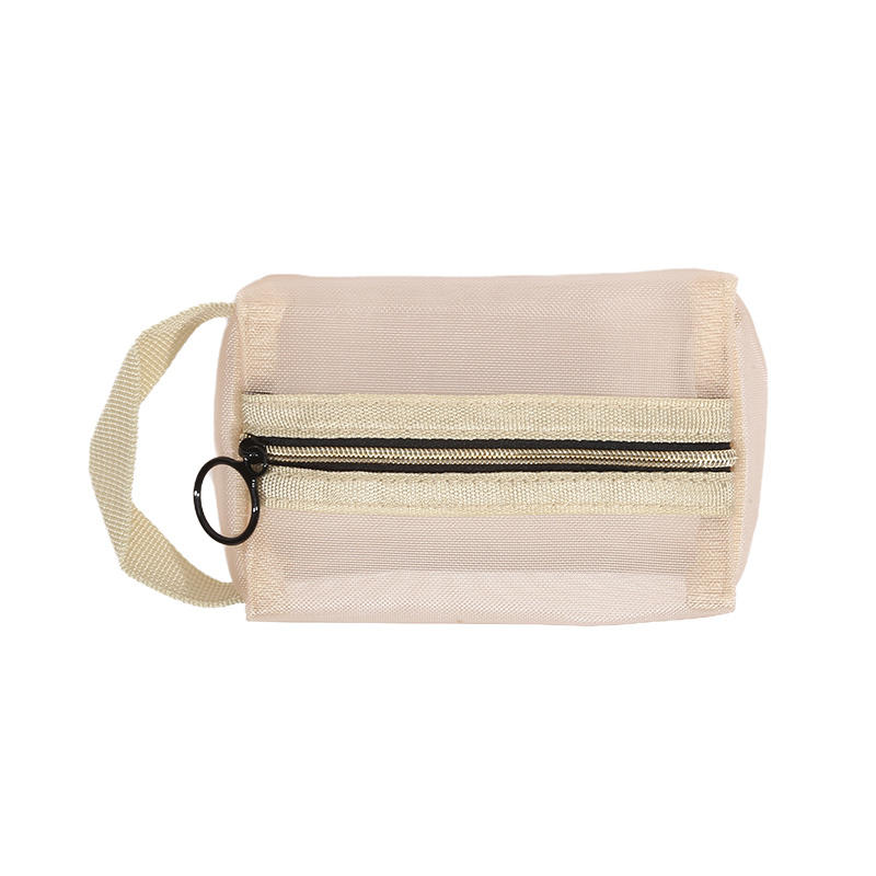 

Портативная косметичка Полупрозрачная Сумка для туалетных принадлежностей Нейлоновые сетчатые сумки Открытие на молнии Чехол для мелочей Упаковка для макияжа бежевый