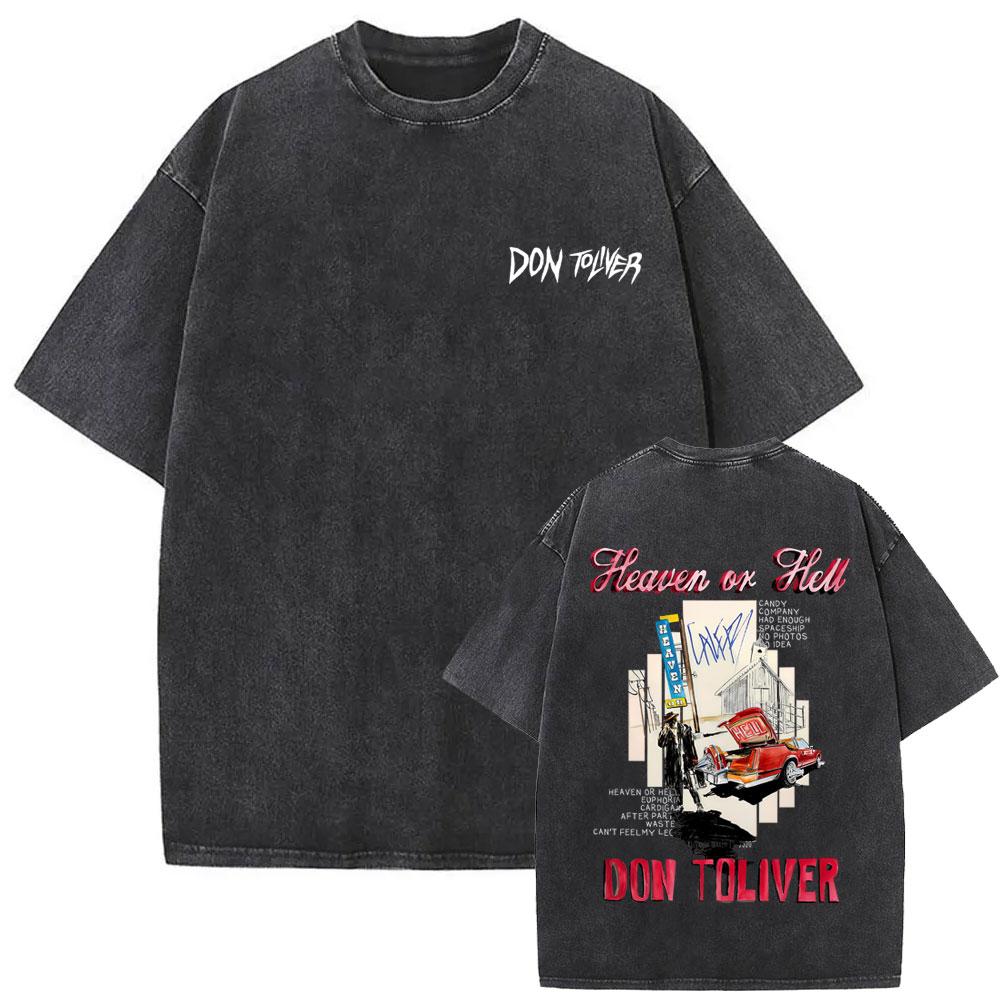 

Washed Vintage Rapper Don Toliver Hardstone Psycho Album Print T Shirts Men Women Fashion Hip Hop Oversized Tshirts Streetwear S