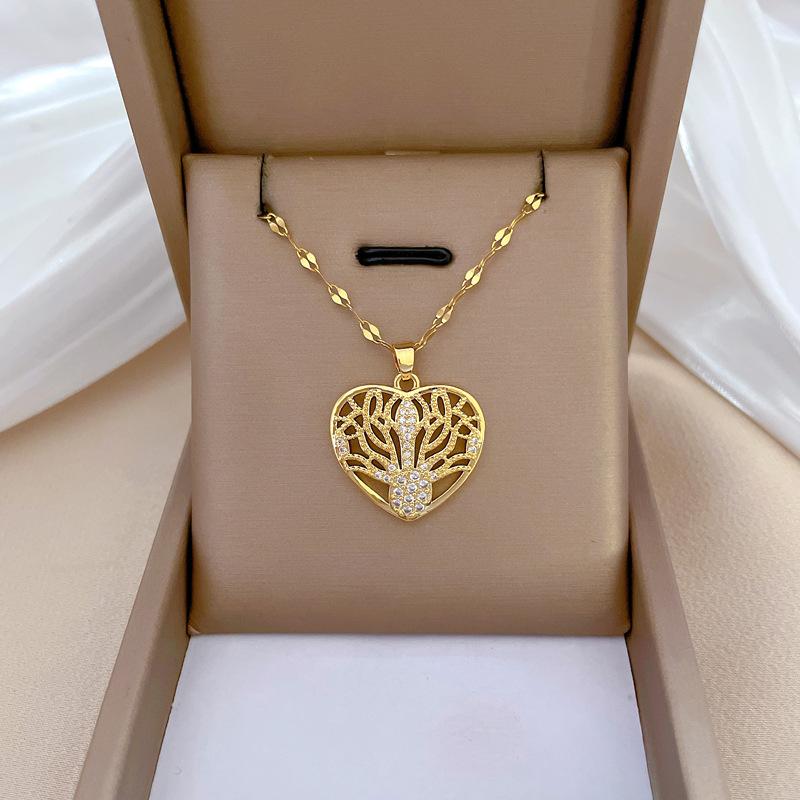 Náhrdelník Bear Heavy Industry Dámsky Medený Mikro-Inkrustovaný Pravým Zlatom Galvanicky Pokovovaný Jemná Kľúčna Kosť Retiazka Retiazka na Krk