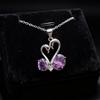 Accessories Imitation Coconut Round Pink Diamond Swan Love Necklace Women's Double Swan Zircon Pendant Clavicle Chain