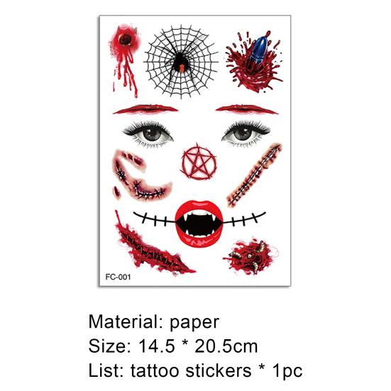 Tattoo Sticker Skin-friendly Eye-catching Paper Bloody Scars Tattoo Sticker for Men