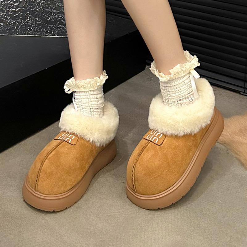 Fur Platform Women Ankle Snow Boots Winter Suede Warm Plush Cotton Shoes Brand Mid Heels Casual Shoes Woman Trend Botas Mujer