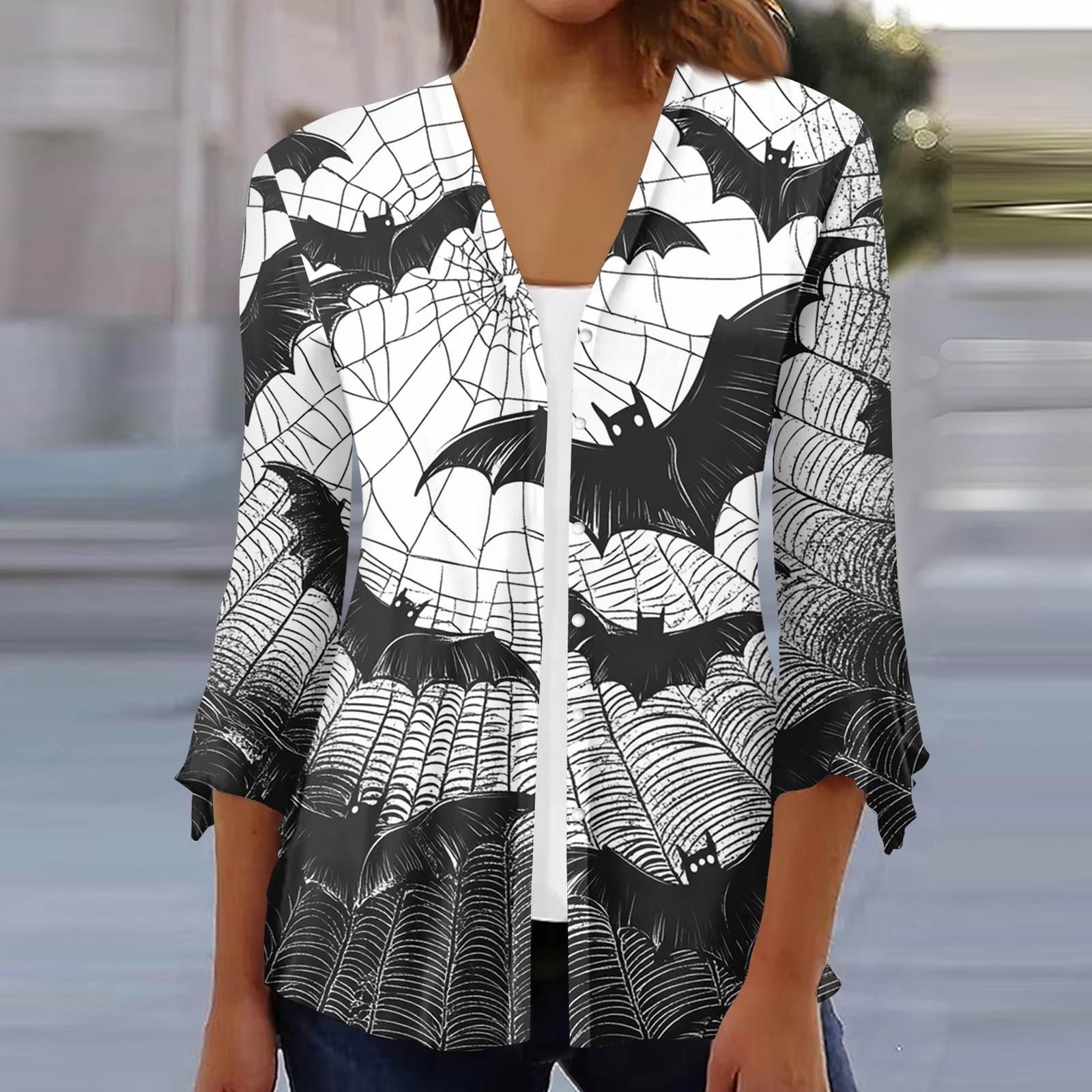 

Женский свободный повседневный кардиган-топ с принтом и рукавами семь восьмых на пуговицах XXL