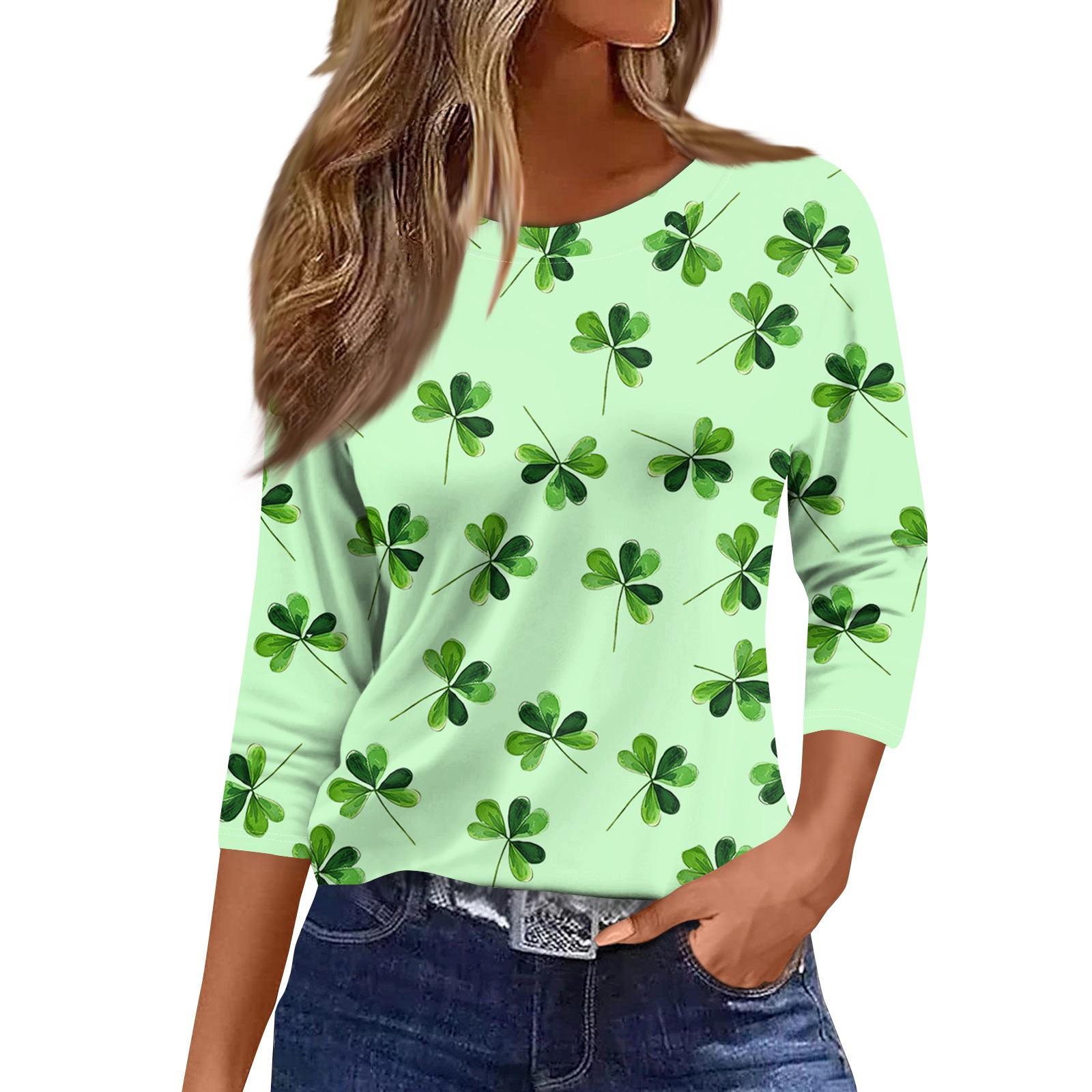 

Жіночі топи з квітковим принтом і рукавом 3/4, вінтажні модні повсякденні вільні сорочки з круглим вирізом і великим розміром XXL