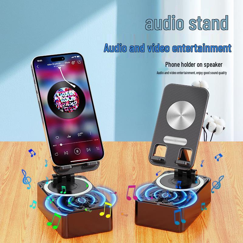 360° Rotating Phone Holder & Bluetooth Speaker - Desktop Stand with High-Quality Sound