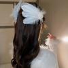 Balletcore White Swan Hairpin Pearl Ballet Pearl Barrettes Exquisite Feather Hair Clips  Women