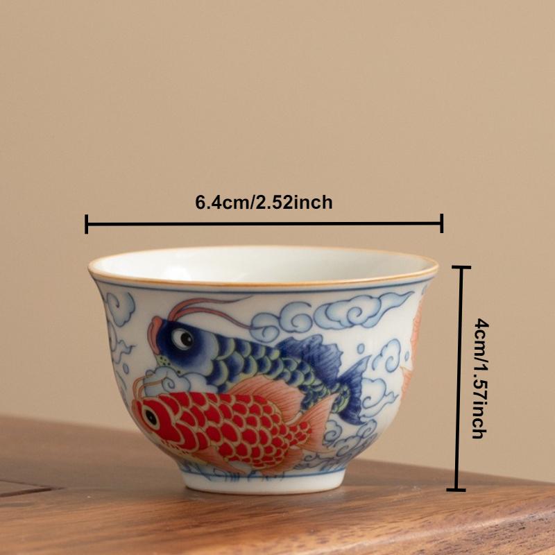 

Arowana Tea Mug Handmade Ceramic Tea Master Cup Porcelain Bowl Saucer Vintage Chinese Kung Fu Gongfu Teacups Teaware Drinkware