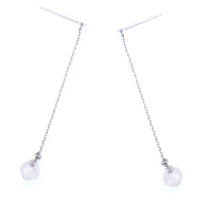 [R0827] - Artisanal Silver 'Meghan' Rose Quartz Earrings (rhodium Plated) - 6 Mm