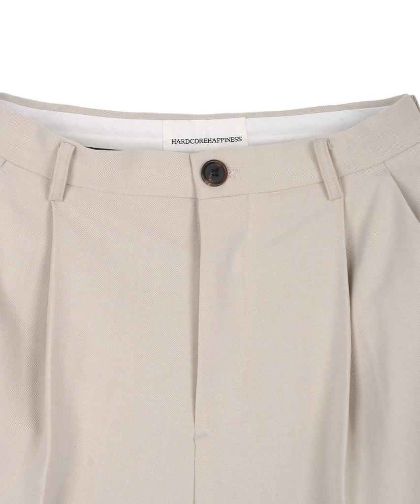 HARDCORE HAPPINESS Classic Single-Pleat Maxi Wide Slacks_Light Beige