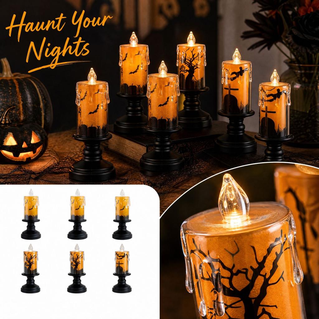 Flameless Candles with Holders for Tabletop Decor and Centerpieces