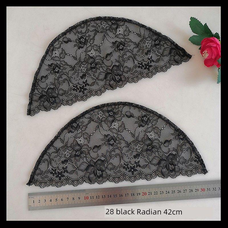 

Large Lace Stitching Cover Oversleeve Sleeveless Cheongsam plus Cuff Apricot Arms Hiding Bye-Bye Meat Semi-Finished Fake Sleeve Black 28 small size a pair of radians 42cm