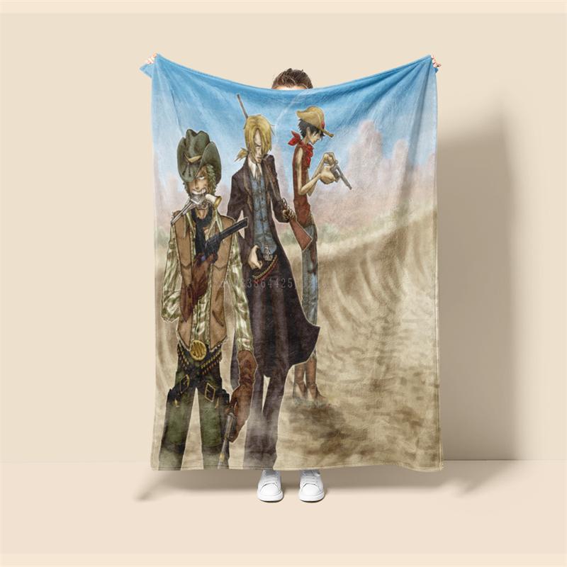 Throw Blanket One Piece Luffy Cartoon Anime Children Teenagers Adult Game Peripheral Collection Products Soft and Comfortable